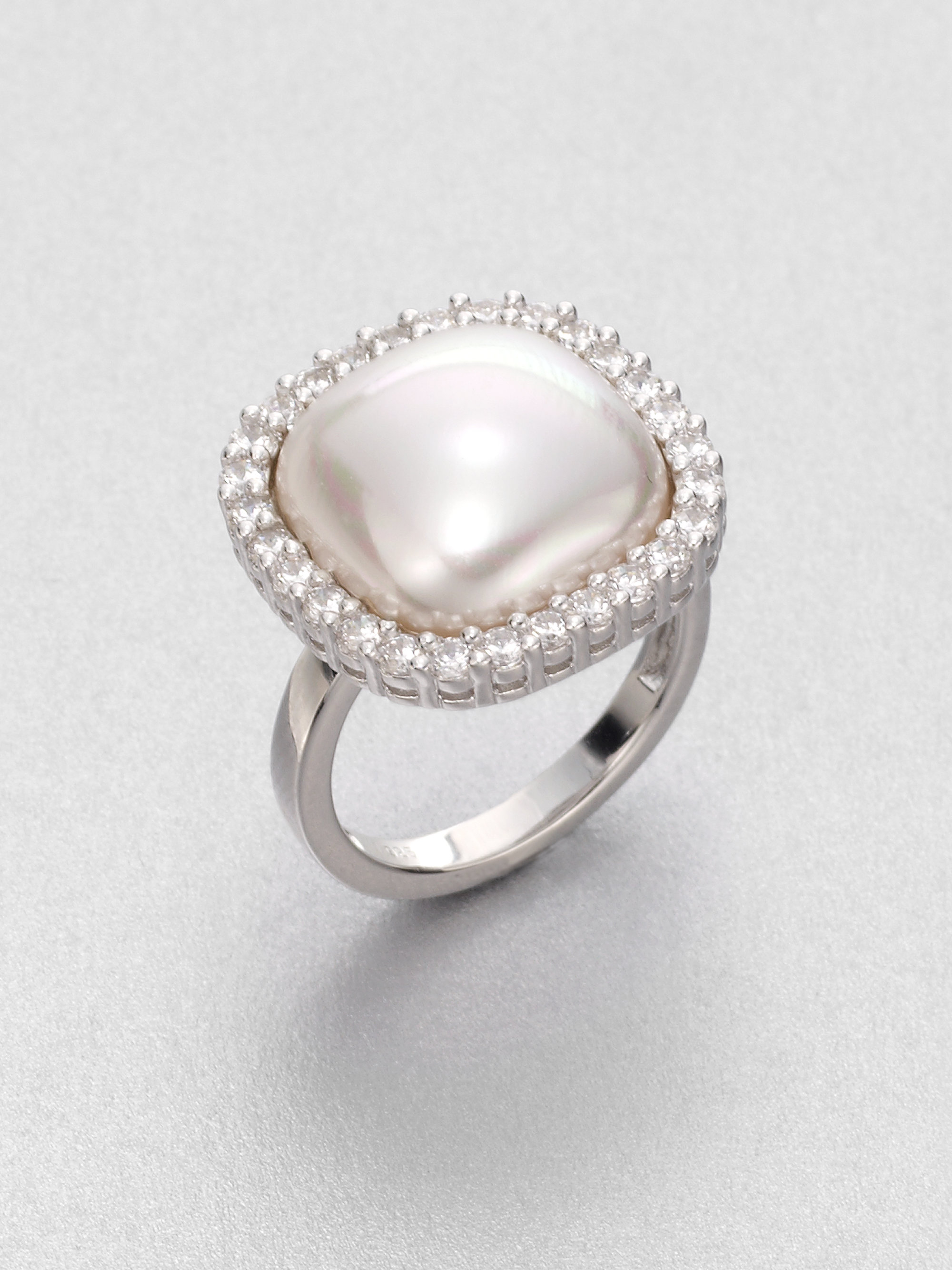 Stunning White MABE Pearl 925 Sterling Silver SZ 6 Ring YE-2569 