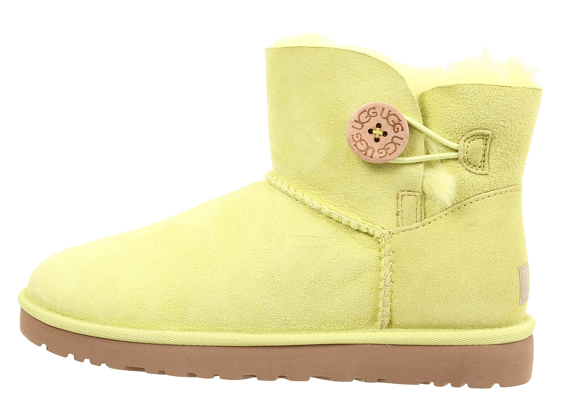 Ugg Mini Bailey Button in Yellow (Lichen Twinface) | Lyst