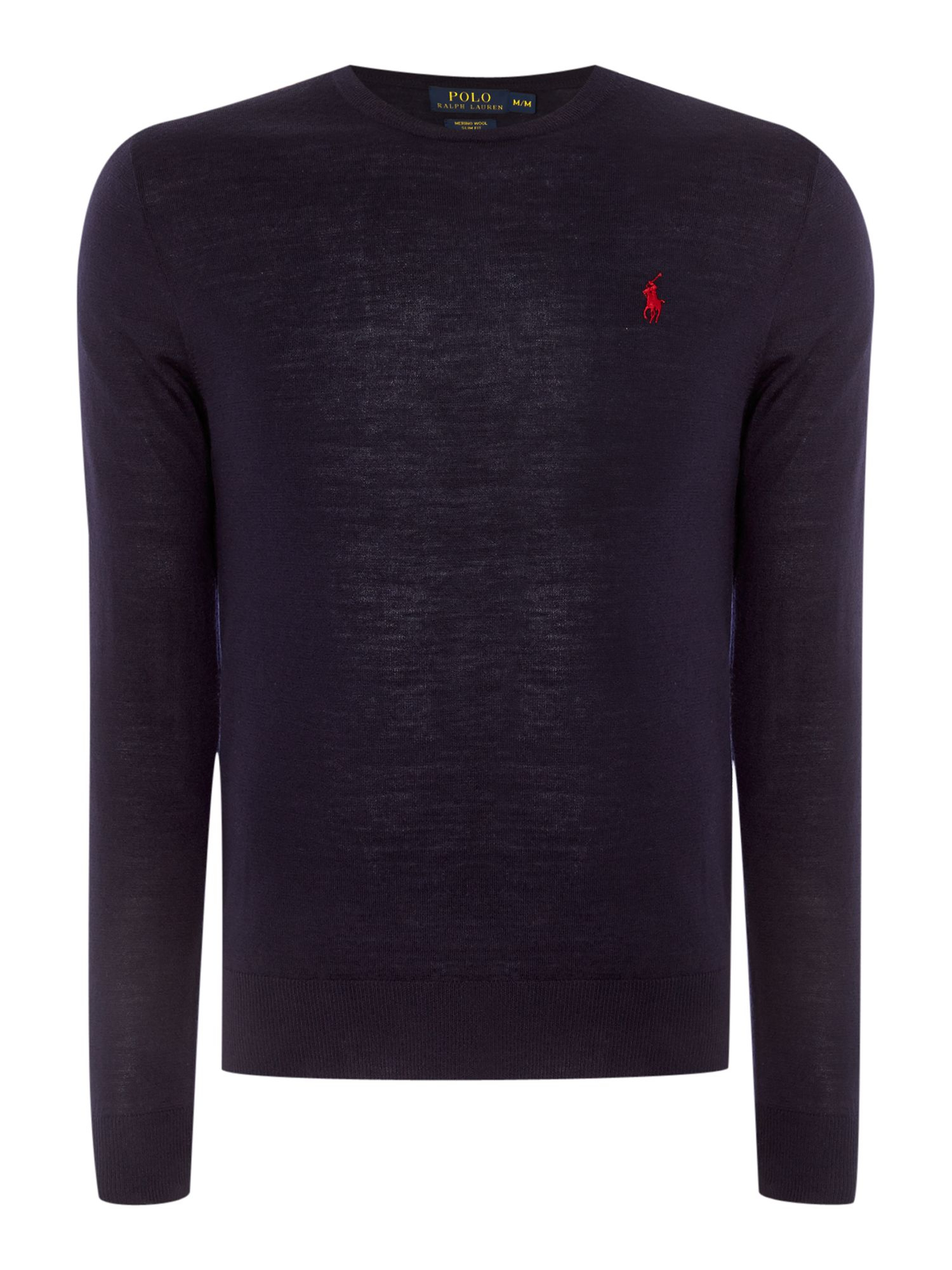 Polo ralph lauren Crew Neck Slim Fit Merino Wool Jumper in Blue for Men (Navy) | Lyst