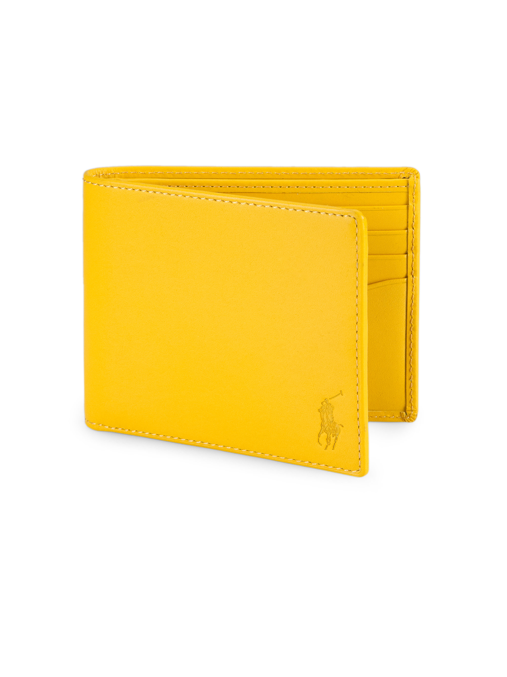 Polo Ralph Lauren Leather Billfold Wallet in Yellow for Men - Lyst