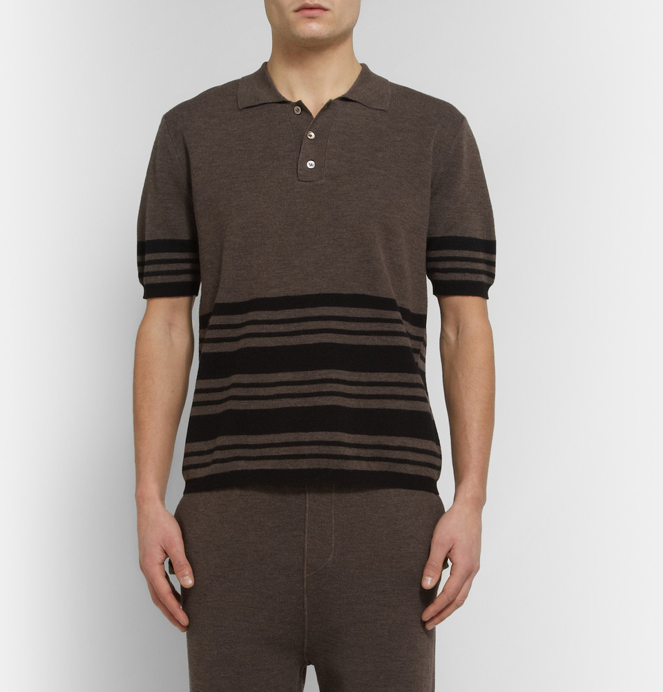 Lyst - J.W.Anderson Striped Merino Wool-Blend Polo Shirt in Brown for Men