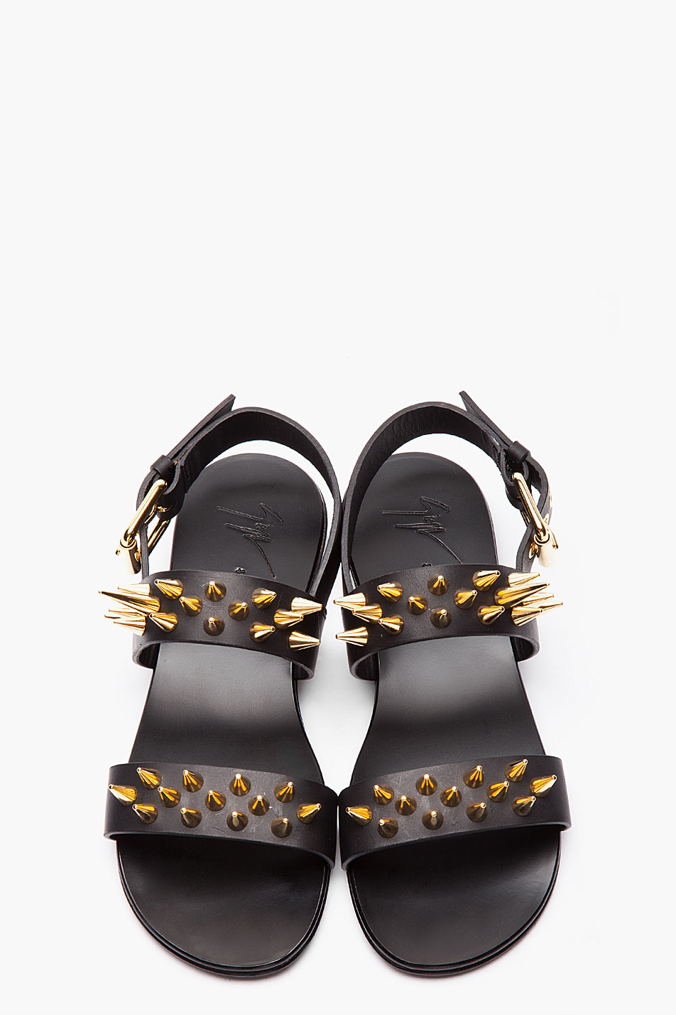Giuseppe Zanotti Black Leather and Gold Studded Zak 10 Sandals for Men -  Lyst