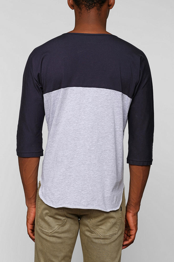 Download Monitaly 34 Sleeve Baseball Jersey Tee in Navy/Grey (Blue ...