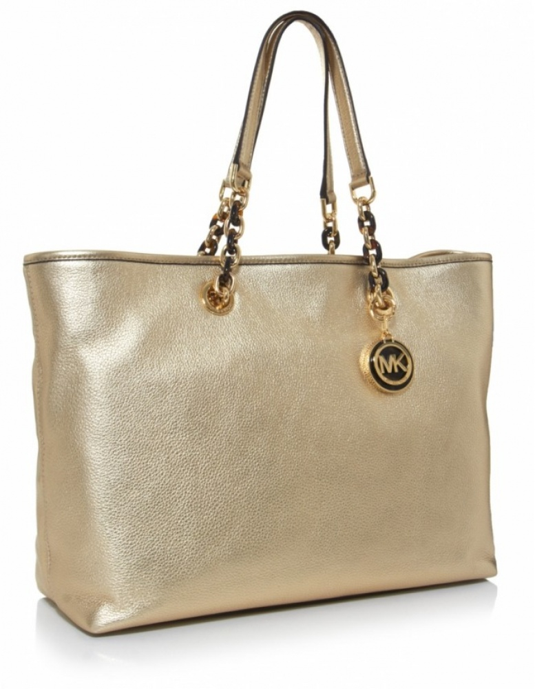 Michael kors Cynthia Large Tote Bag in Gold | Lyst