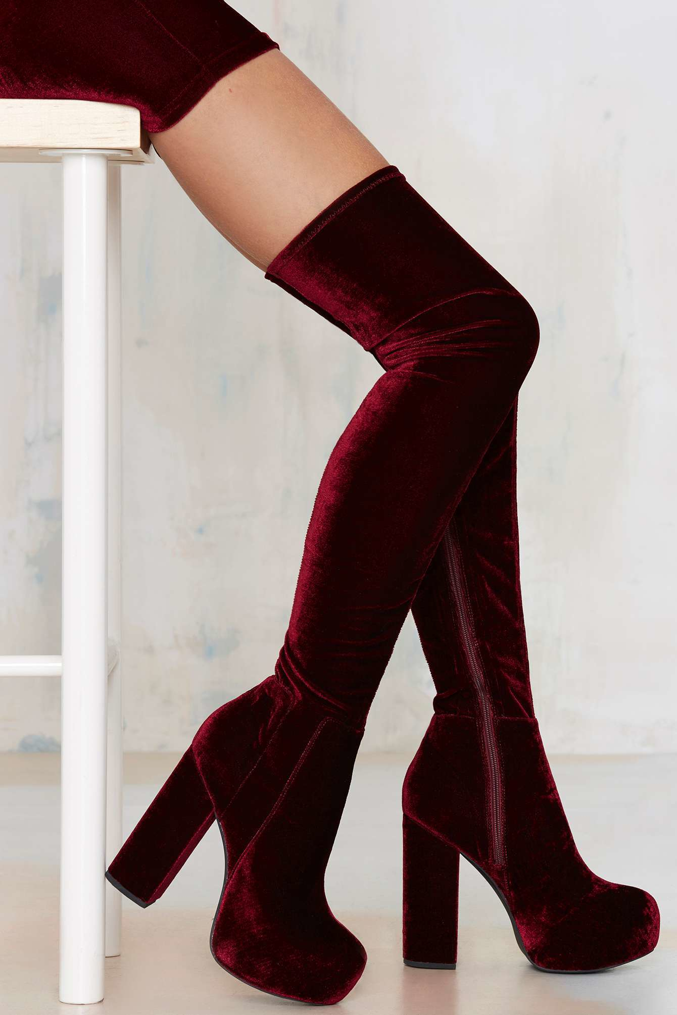 Jeffrey Campbell Bedelia Velvet Over-The-Knee Boots in Purple | Lyst