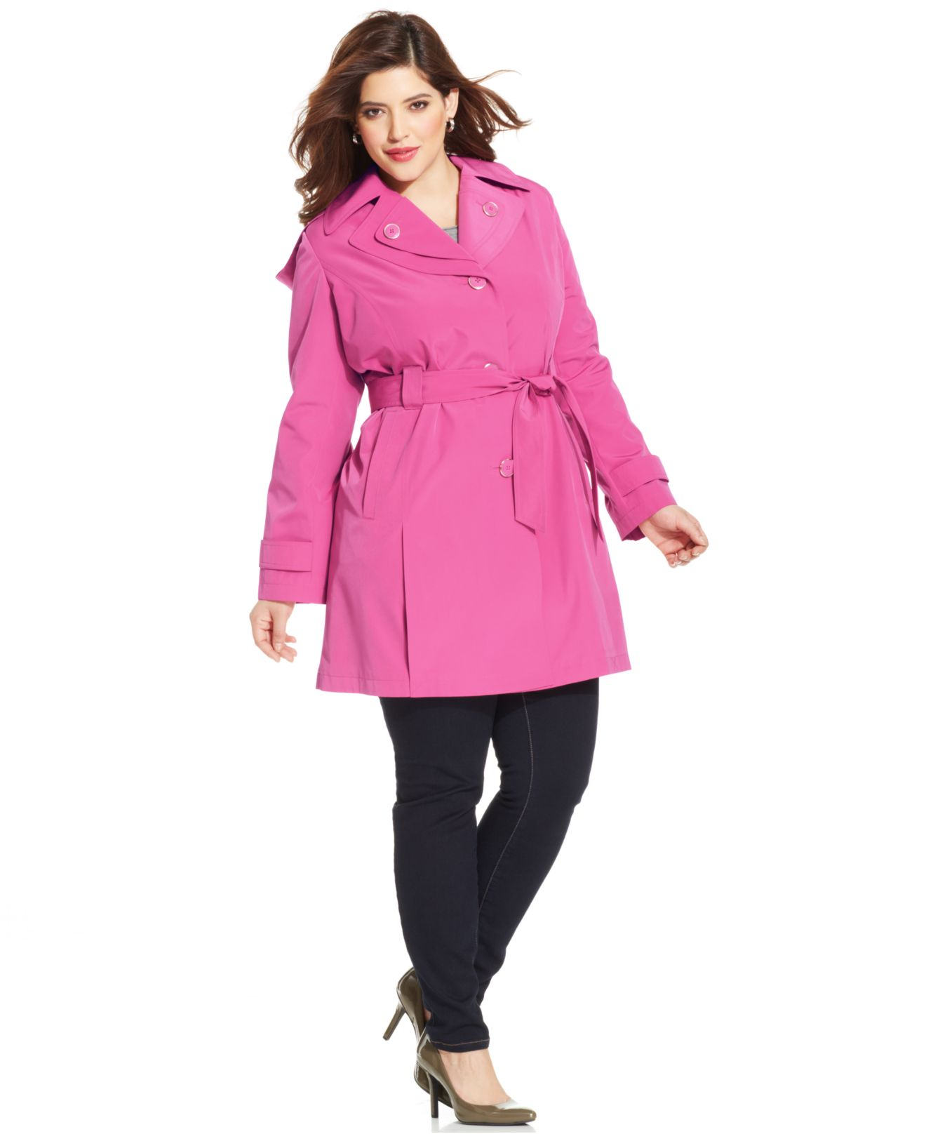 plus size pink trench coat