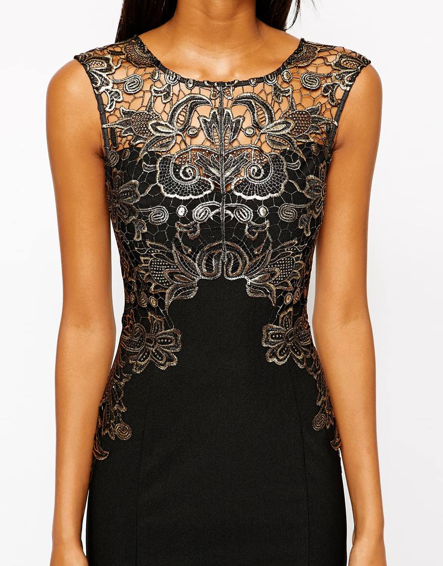 lipsy v neck lace bodycon dress