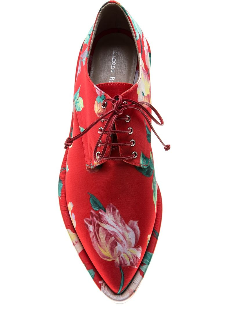 red floral shoes