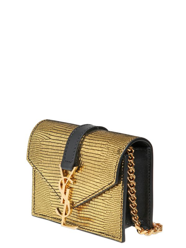 Saint Laurent Leather Small 'monogram' Shoulder Bag in Gold (Metallic