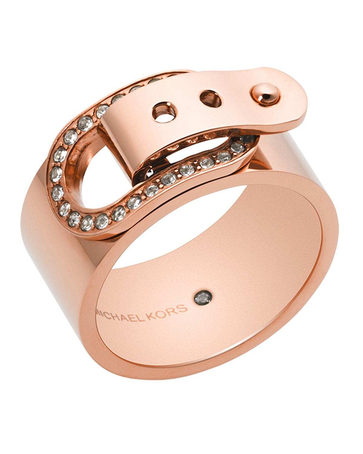 Michael kors Pavé Buckle Ring in Gold (Rose Gold) Lyst