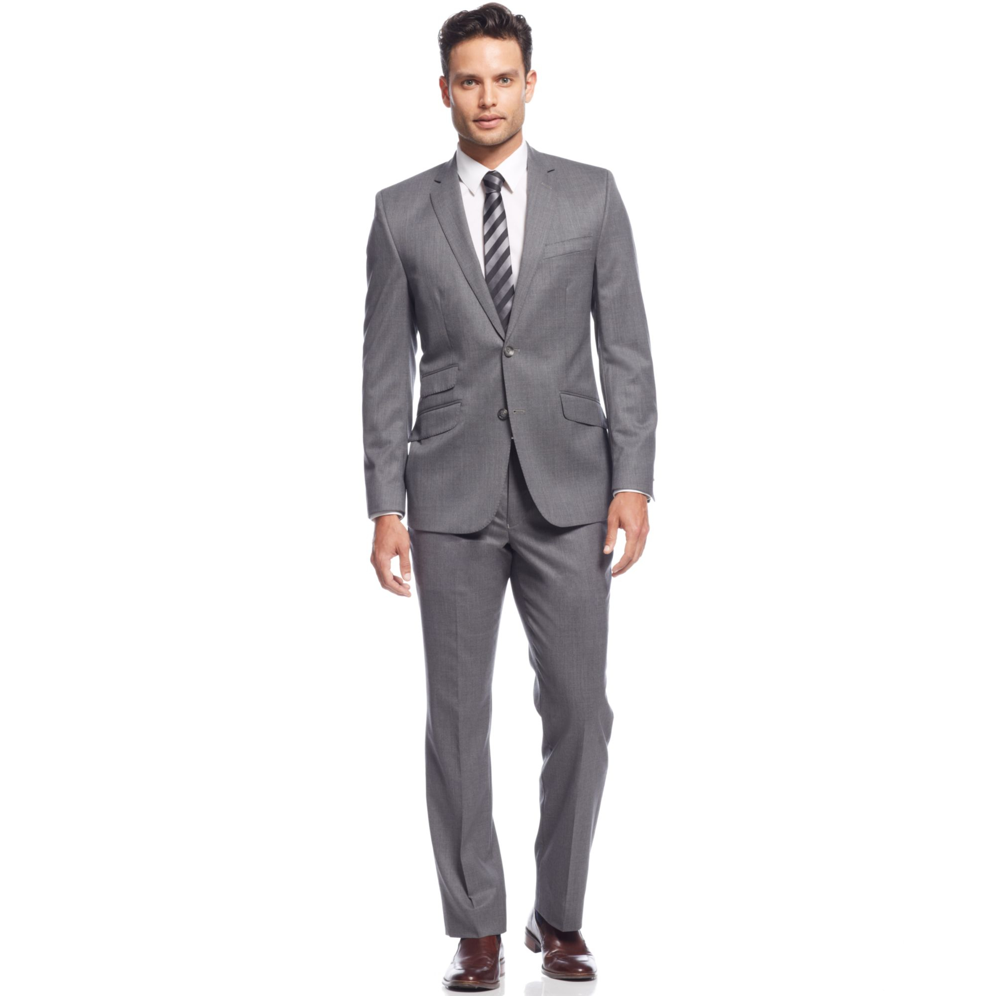 Shop by category Slim Fit Men's Suits at Macy's come in all styles and sizes. Shop Slim Fit Men's Suits and get free shipping w/minimum purchase!