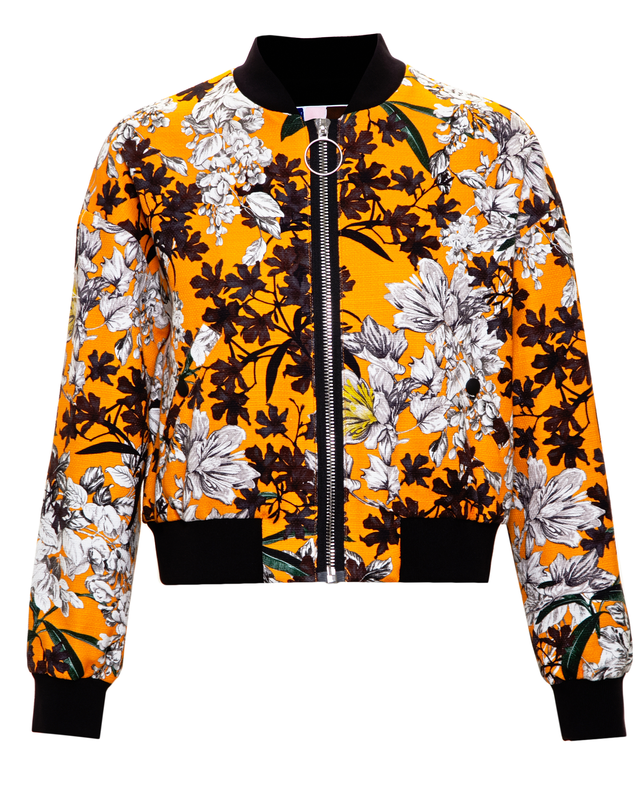 Lyst - Msgm Floral Print Bomber Jacket in Yellow