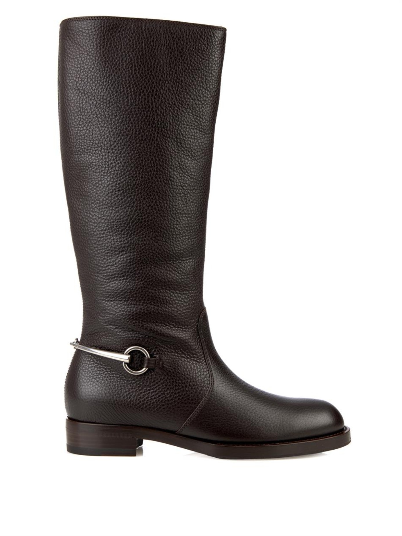 Gucci Horsebit Leather Riding Boots in Brown - Lyst