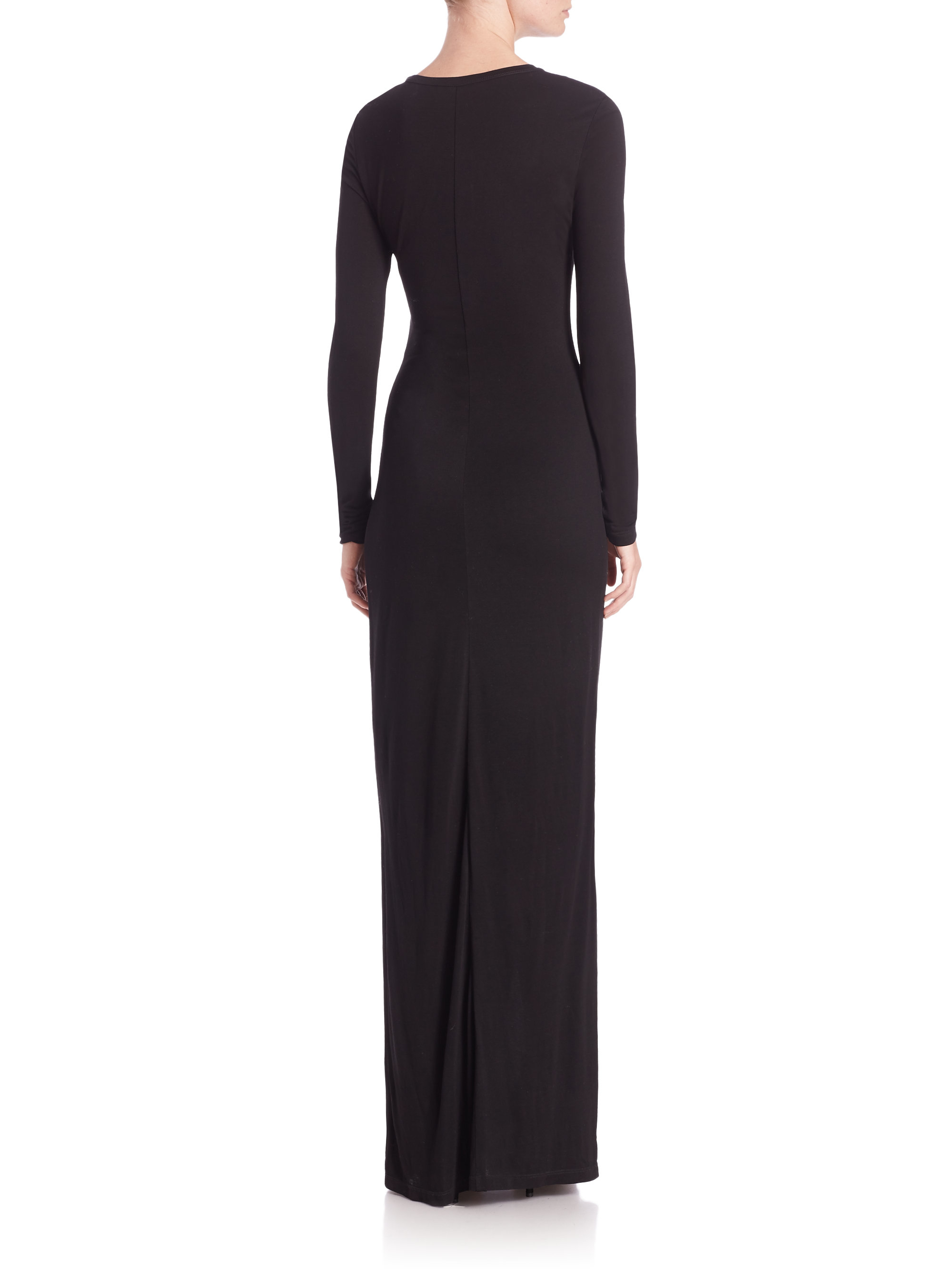 A.L.C. Vincent Gathered Long-sleeve Maxi Dress in Black - Lyst