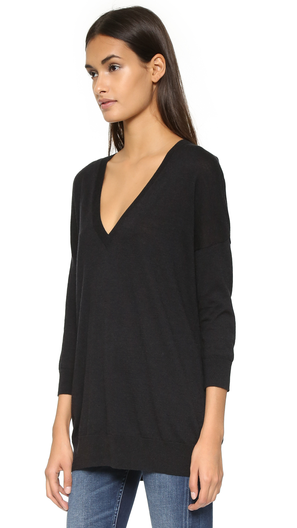 Autumn Cashmere Cashmere Slouchy V Neck Sweater Black Lyst