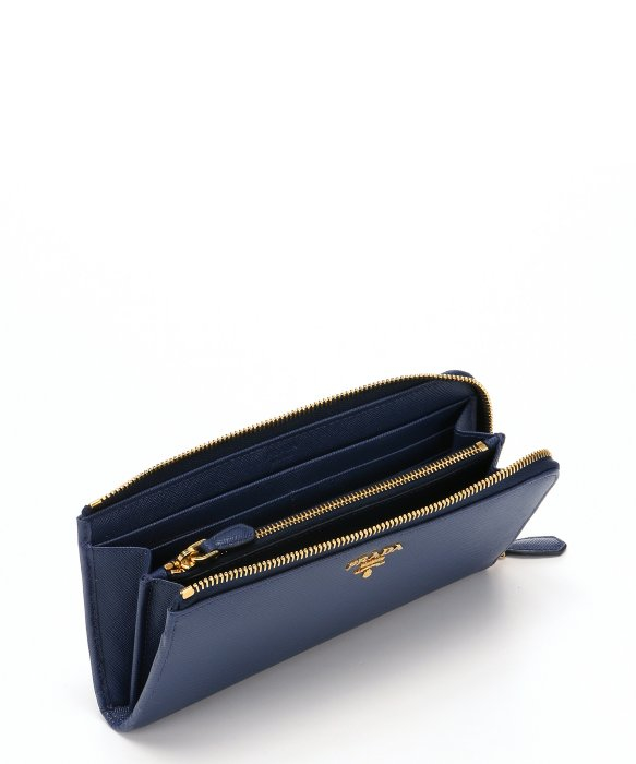 Prada Bluette Saffiano Leather Logo Detail Continental Wallet in ...  