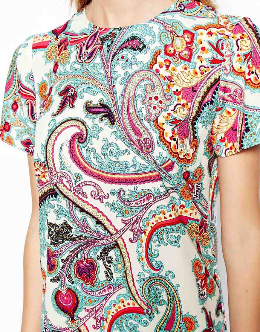 paisley print shift dress