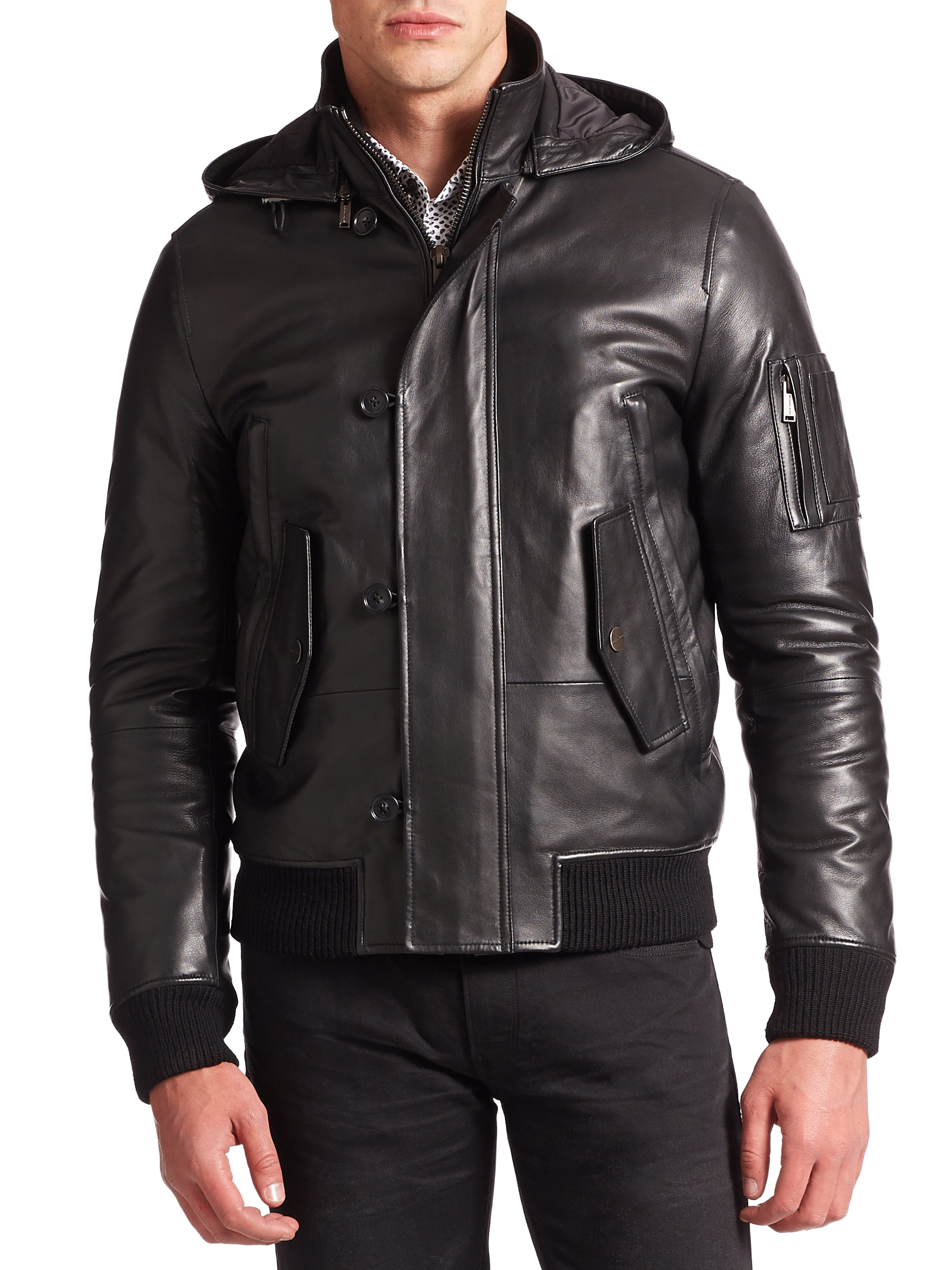 michael kors leather jacket with hood