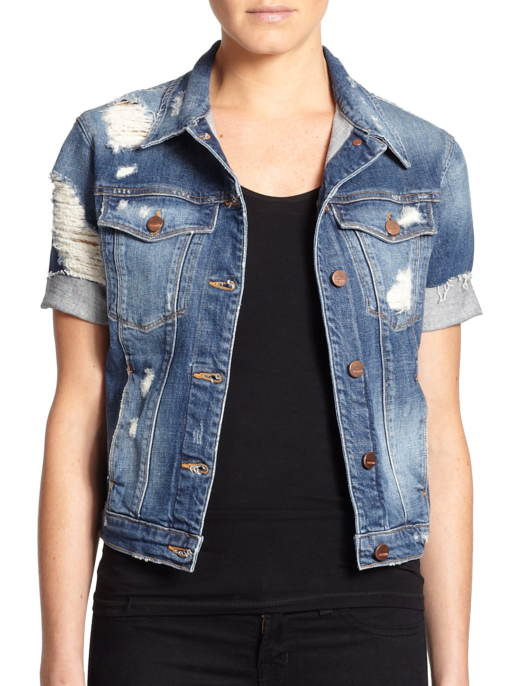 blue jean short sleeve jacket