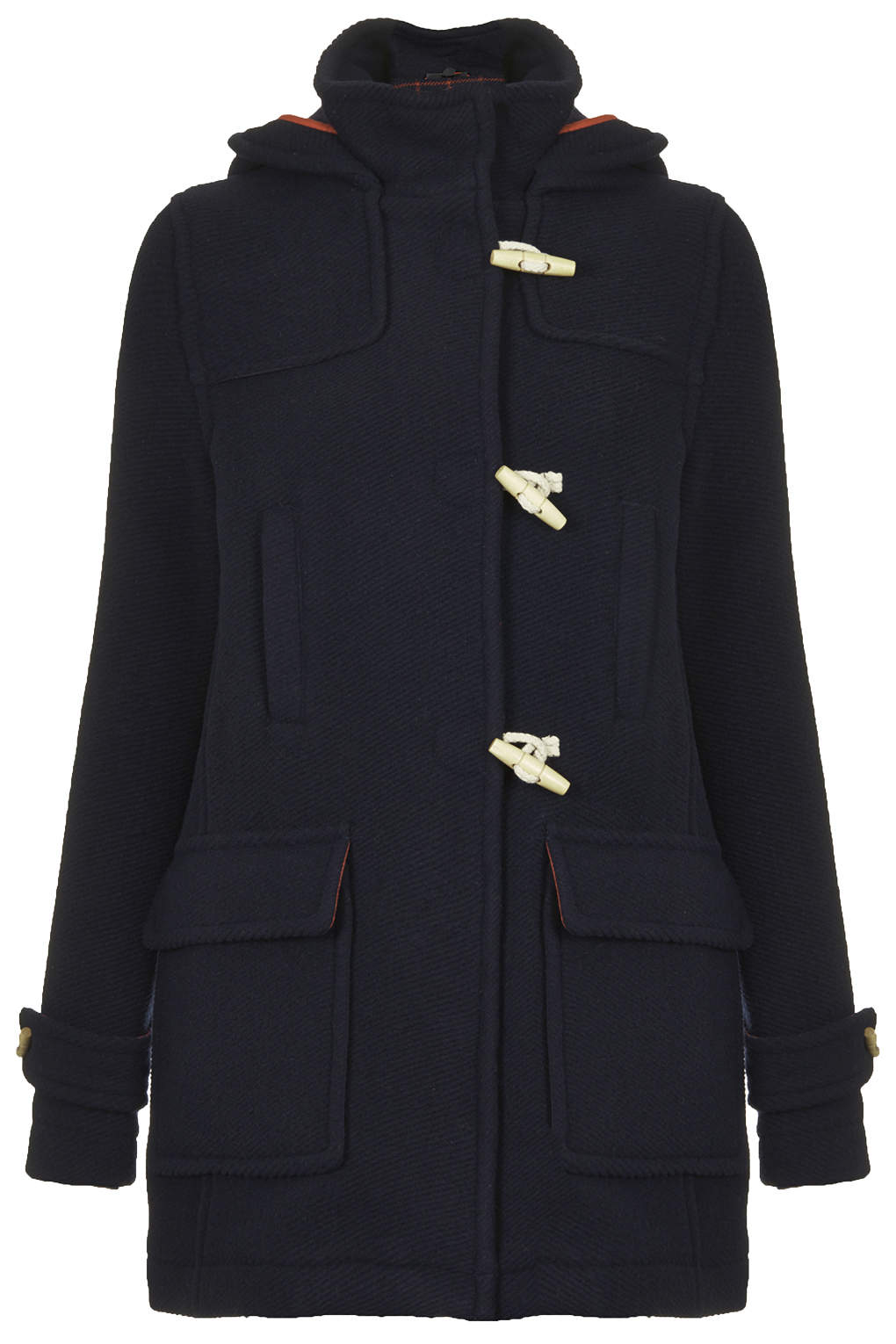 Lyst Topshop Bound Seam Wool Duffle Coat In Blue