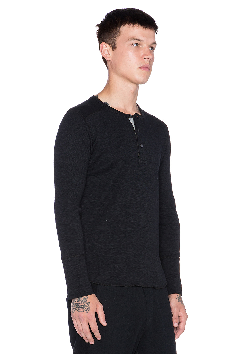 Lyst Wings + Horns Fitted Cotton Henley Shirt in Black for Men