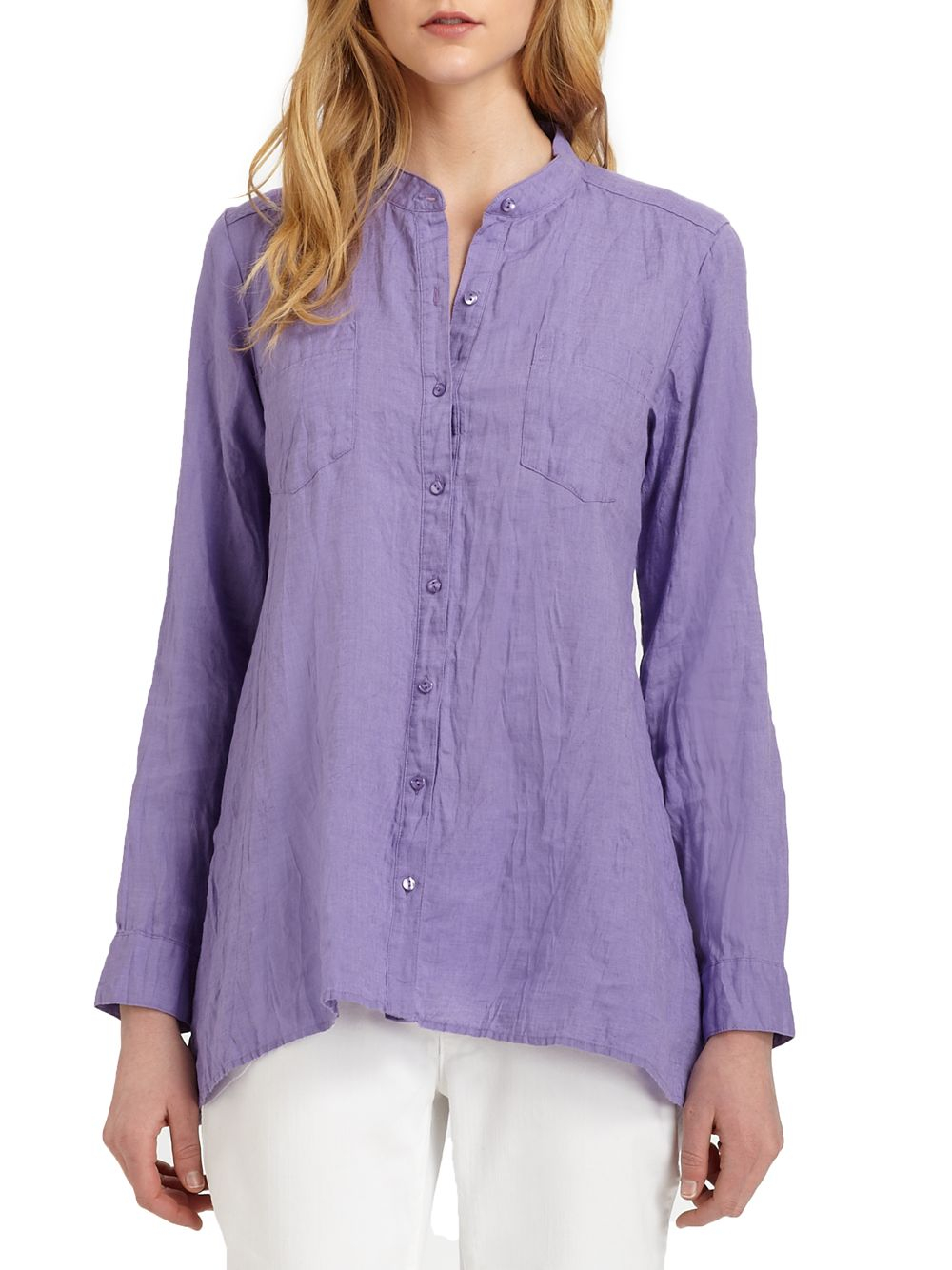 Eileen Fisher Irish Linen Tunic in Purple | Lyst