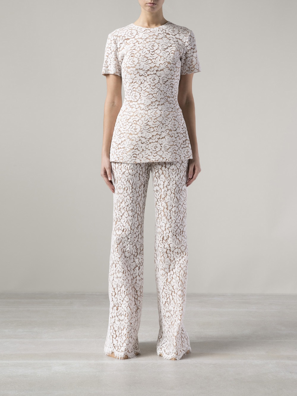 Michael Kors Floral Lace Trousers in White - Lyst