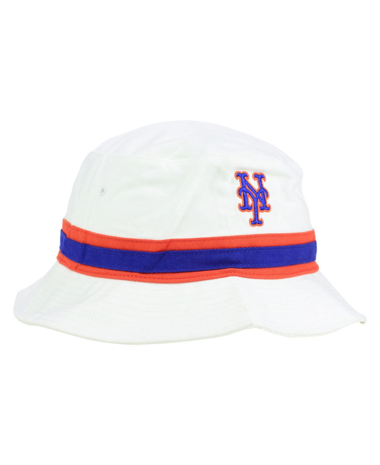 47 Brand New York Mets Striped Bucket Hat in White