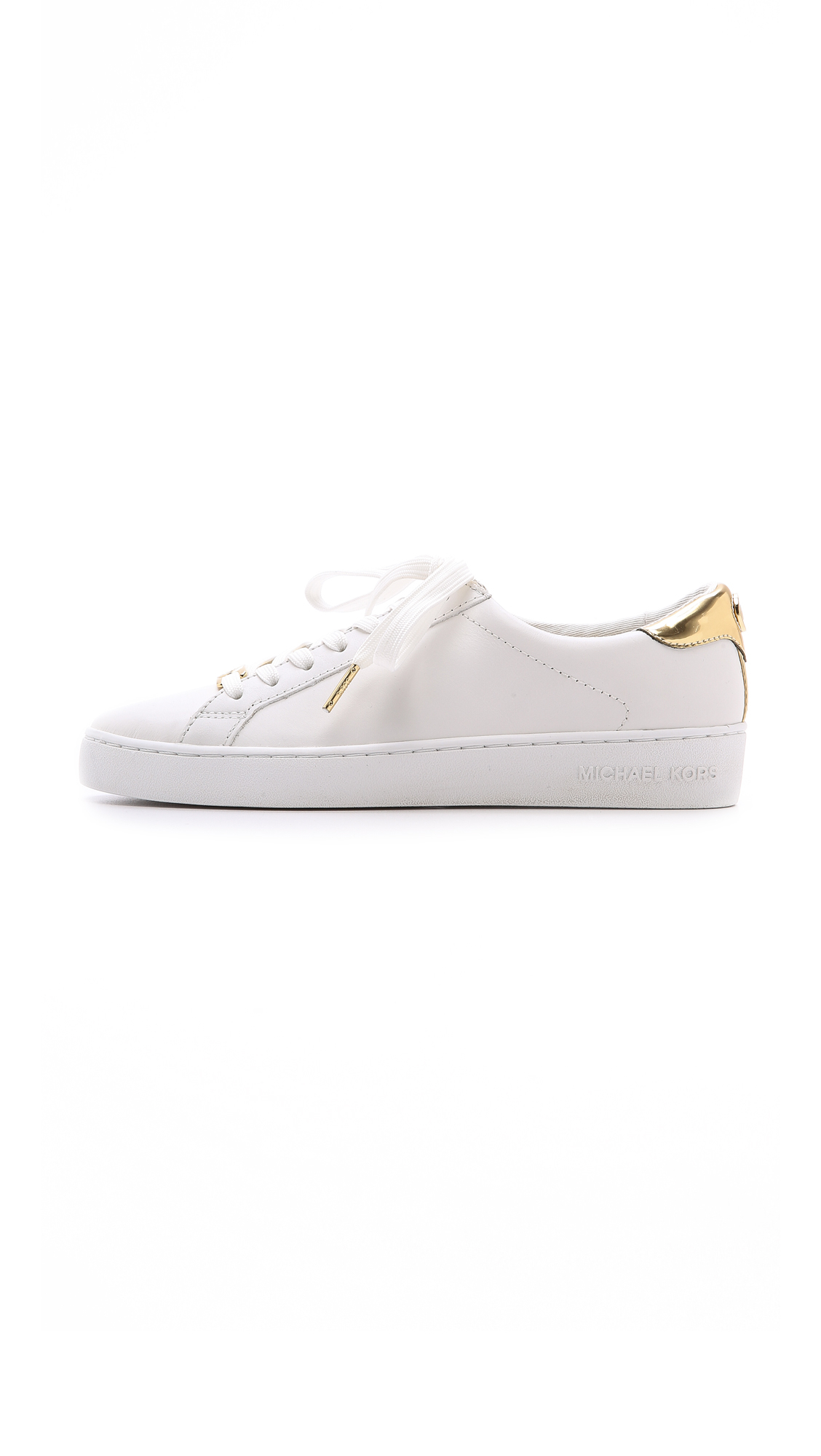 Tijdreeksen snap Zakenman MICHAEL Michael Kors Irving Lace Up Sneakers - Optic/Pale Gold in White |  Lyst