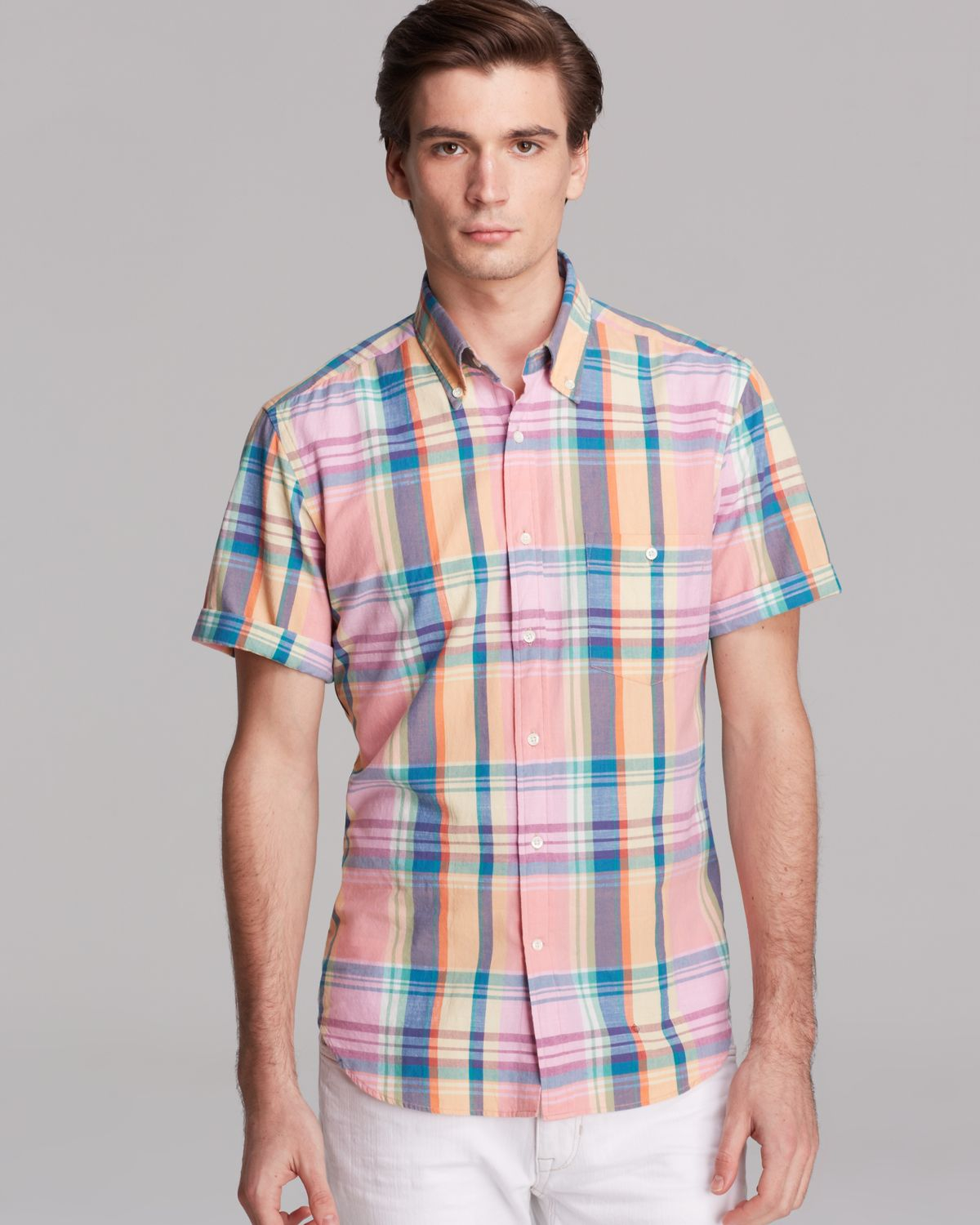 Gant Rugger Madras Plaid Short Sleeve Button Down Shirt - Slim Fit for Men  | Lyst