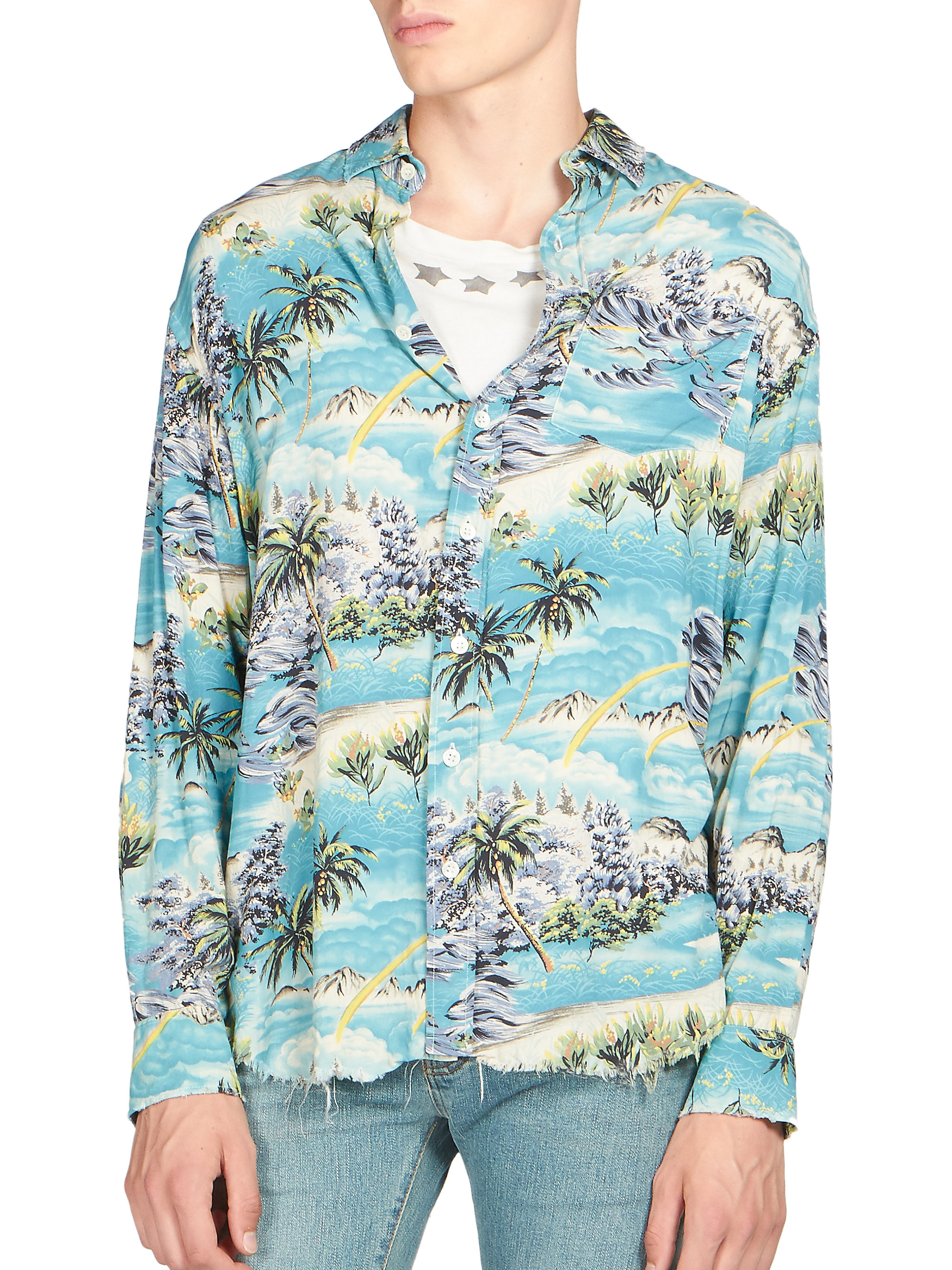 saint laurent hawaiian shirt long sleeve