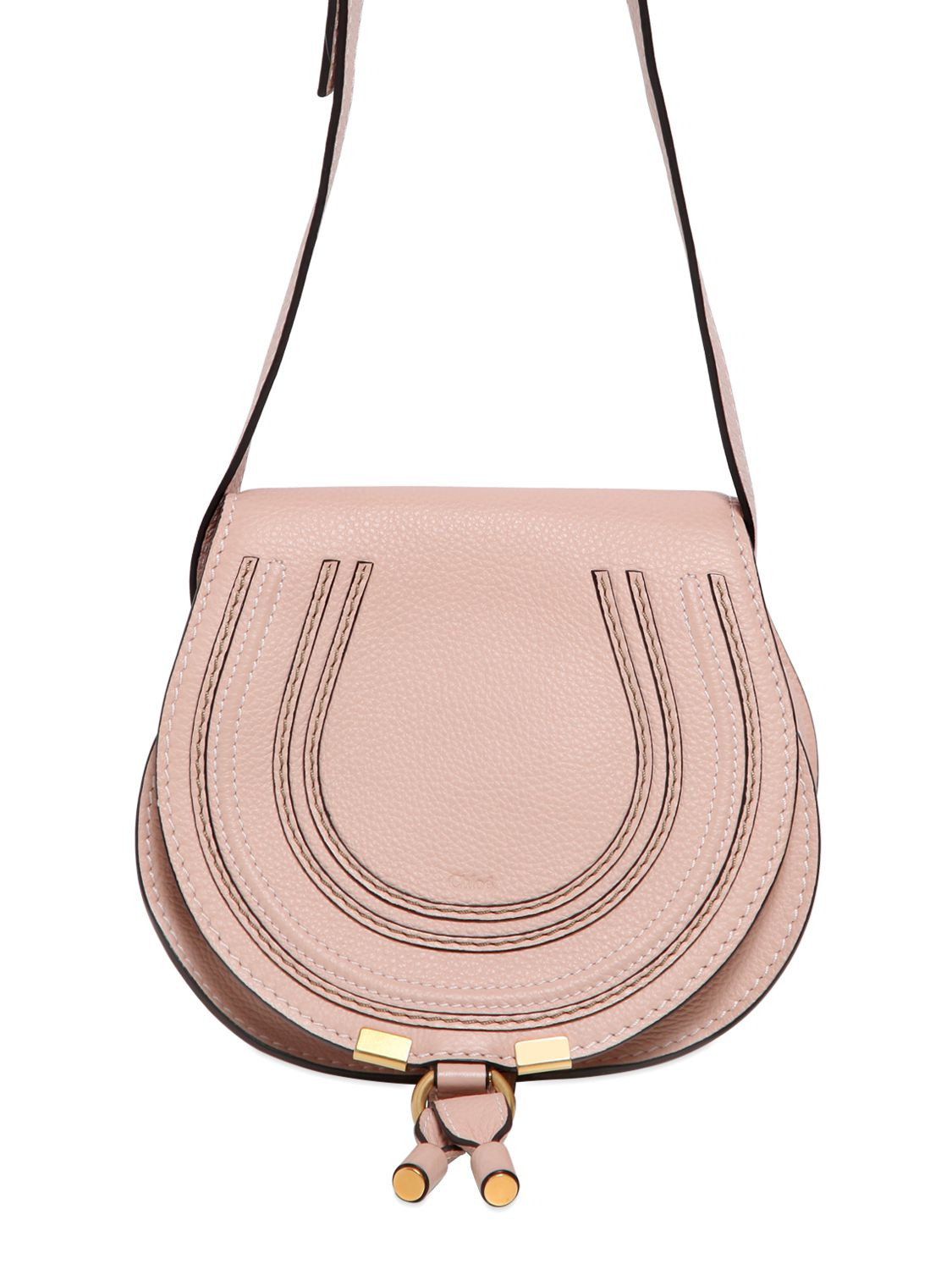 Chlo Small Marcie Leather Crossbody Bag in Pink (BLUSH NUDE) | Lyst
