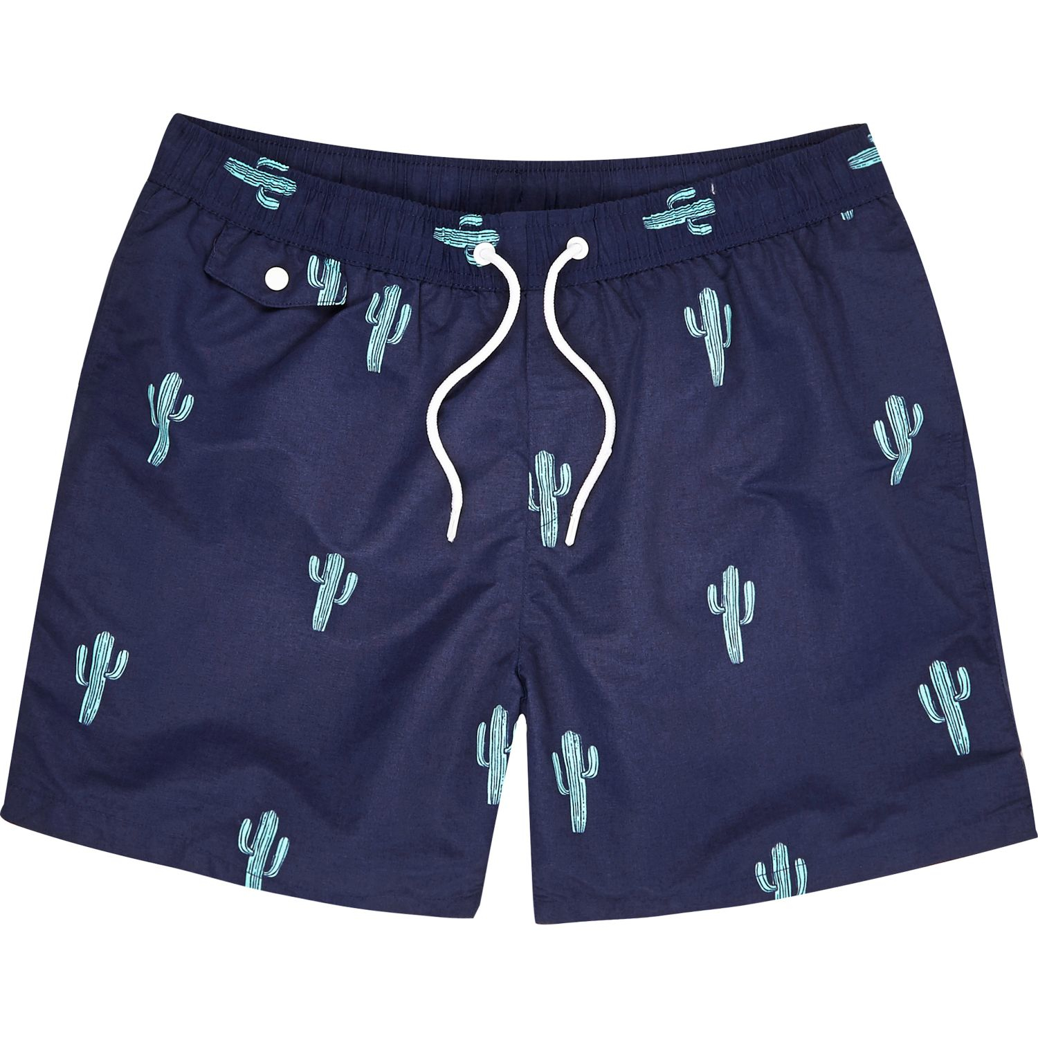 River island Navy Cactus Print Swim Shorts in Blue for Men Lyst