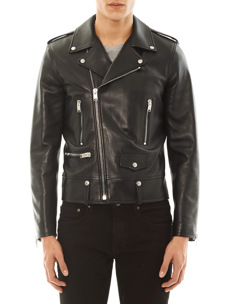 Lyst - Saint Laurent Leather Motorcycle Jacket in Black for Men