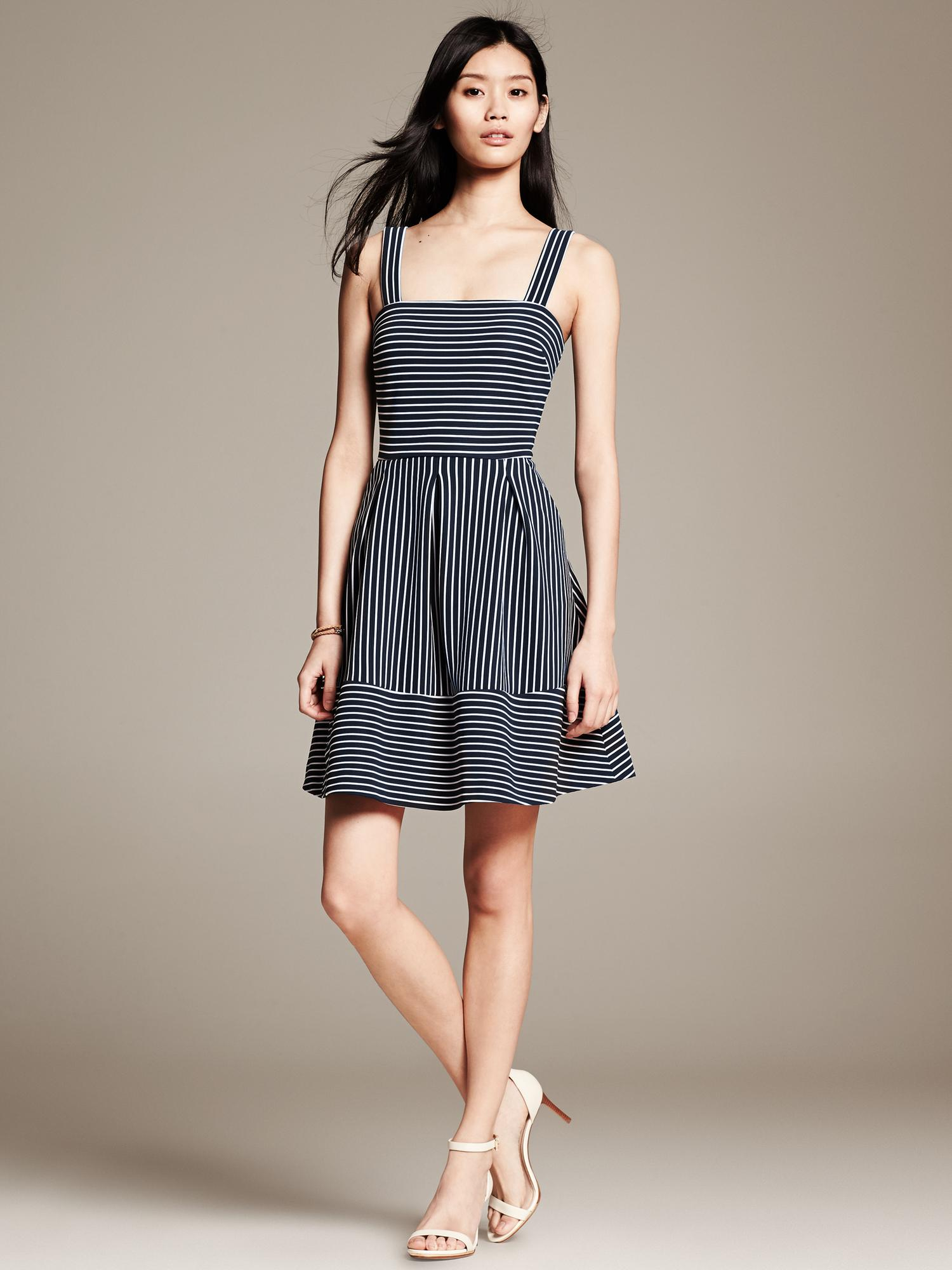 banana republic pleated fit and flare dress