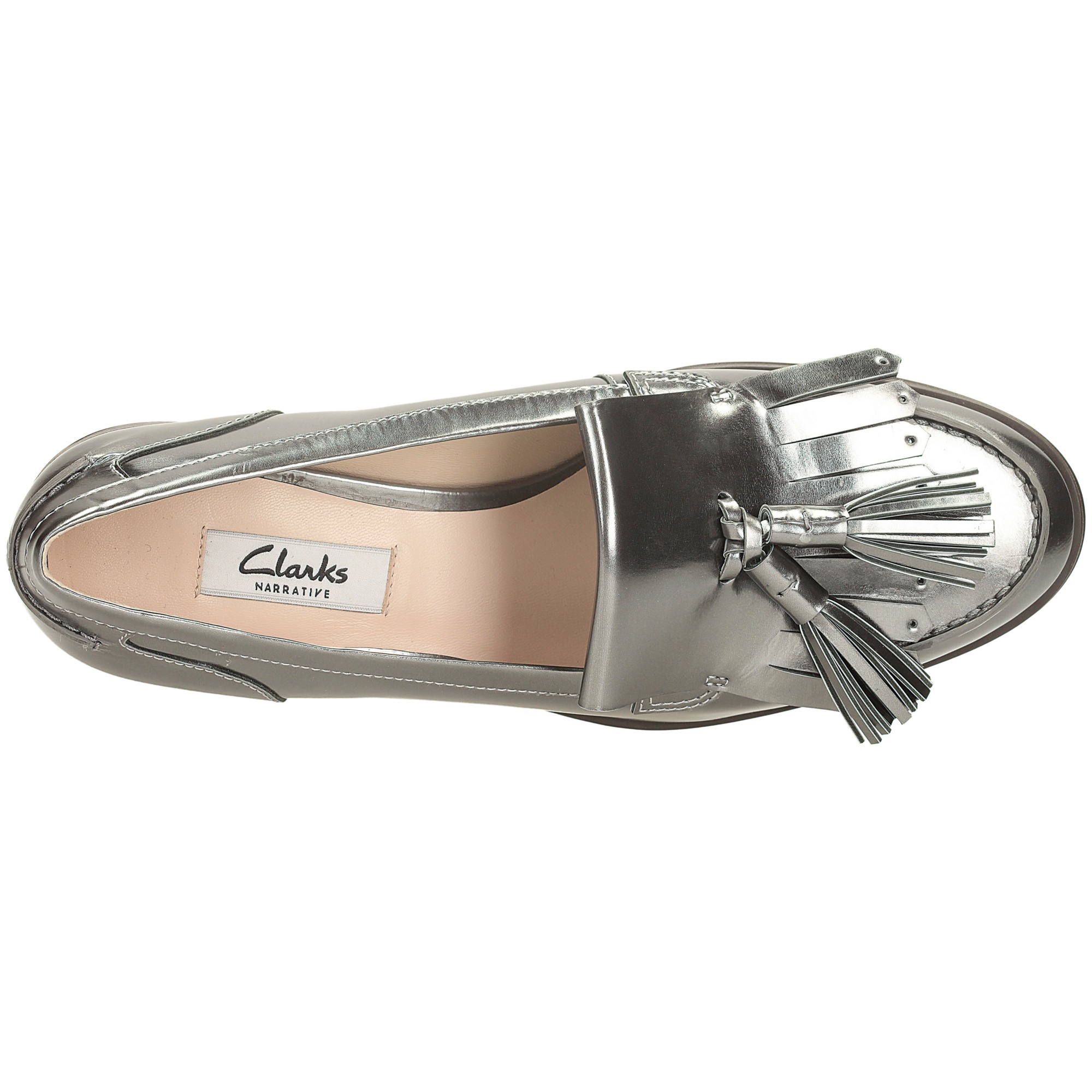clarks silver loafers