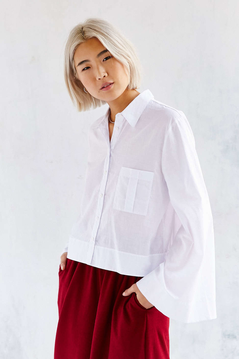 Martel Bell Sleeve Button-down Shirt in White | Lyst