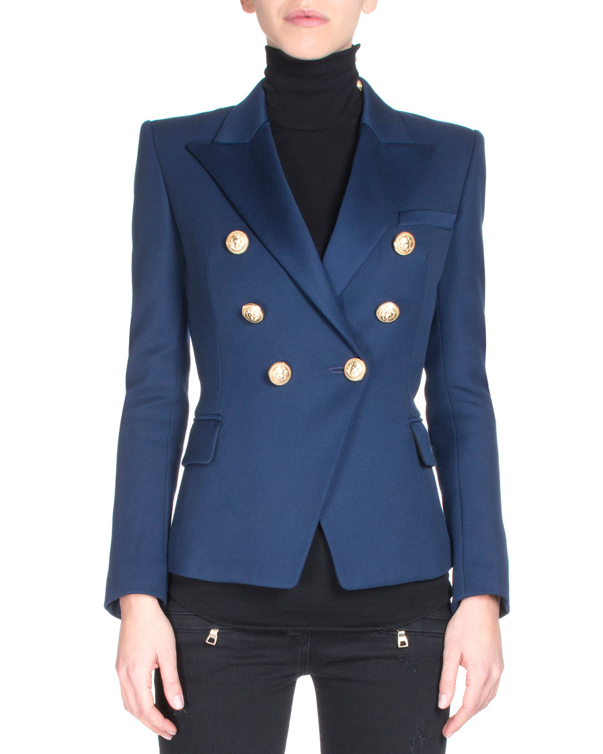 Balmain Classic Double-breasted Blazer in Blue | Lyst