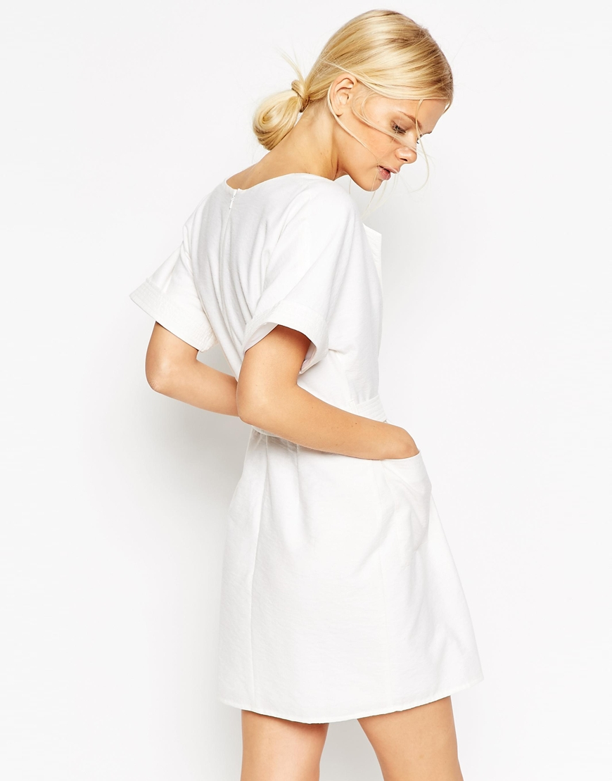 asos white wrap dress