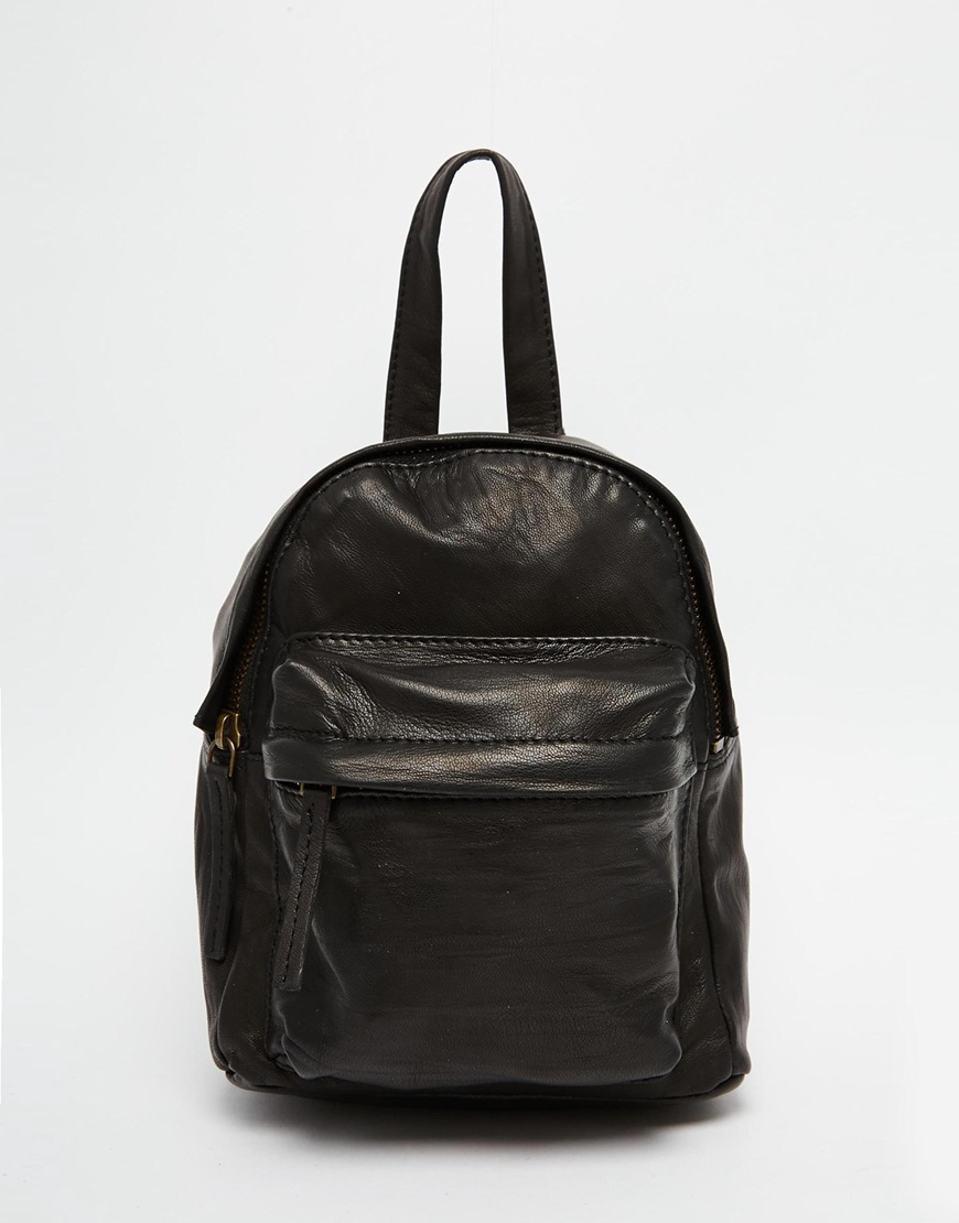 ASOS Leather Mini Backpack in Black - Lyst