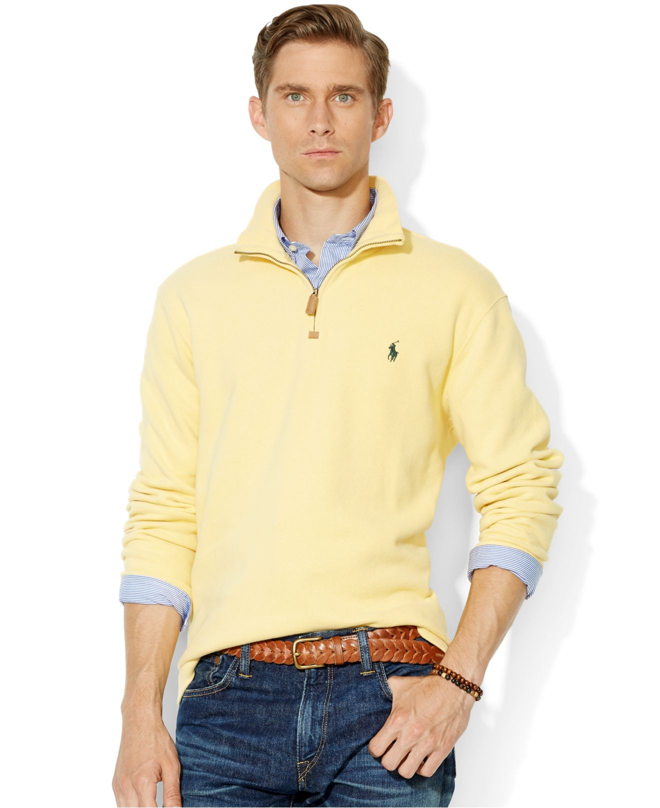 yellow half zip sweater