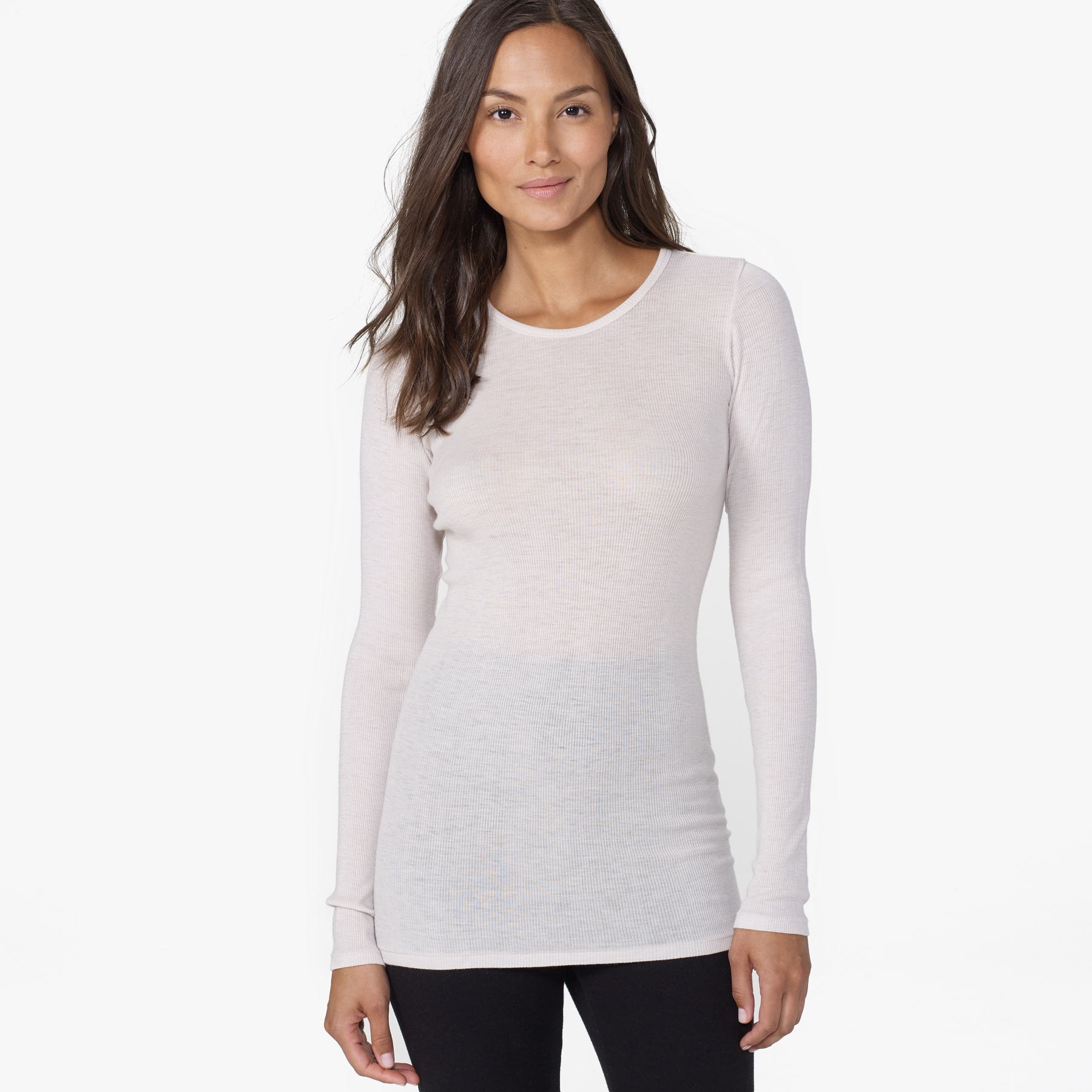 James Perse Ribbed Cashmere Long Sleeve Tee in White - Lyst