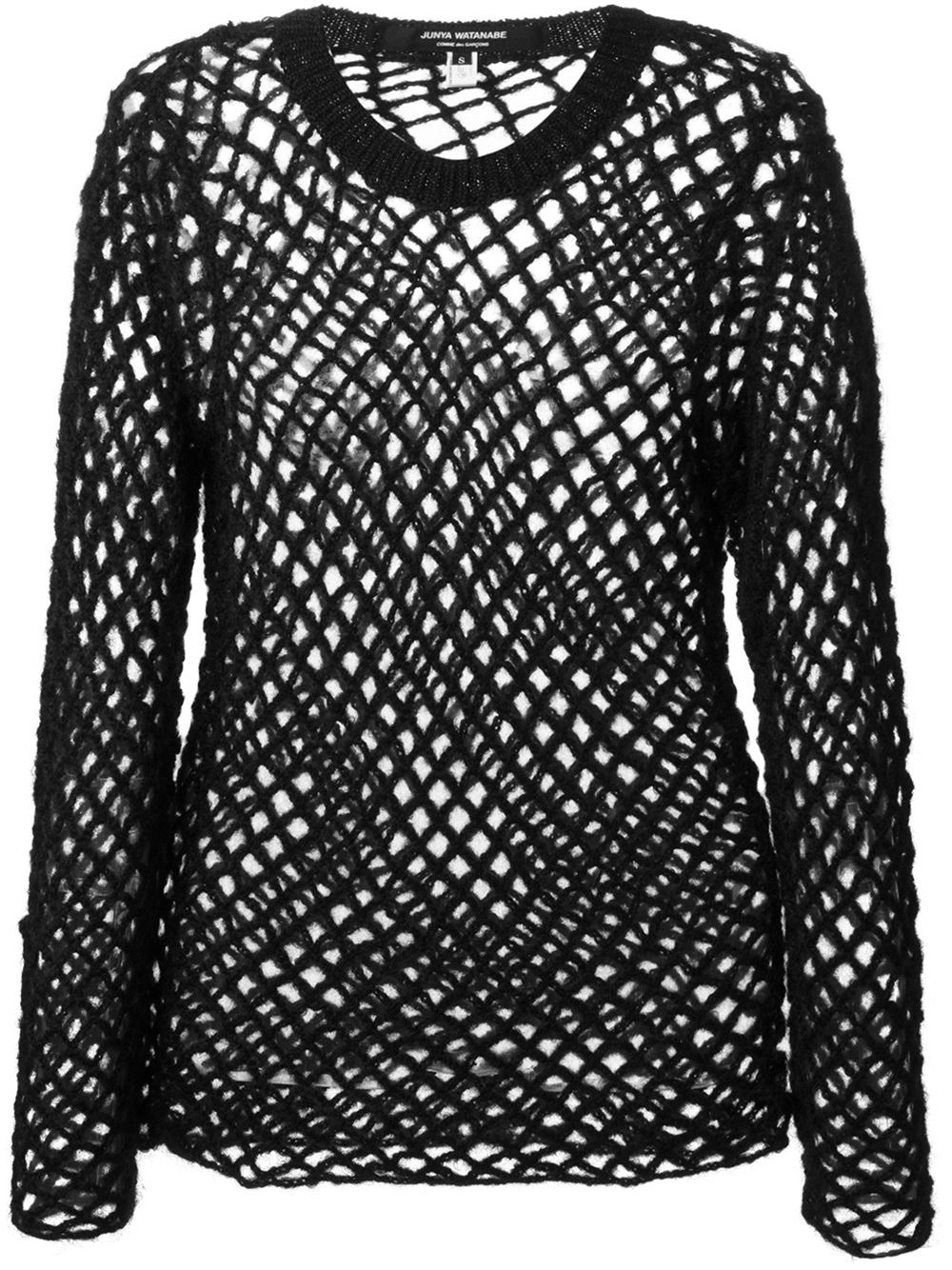 Junya Watanabe Fishnet Knit Sweater in Black - Lyst