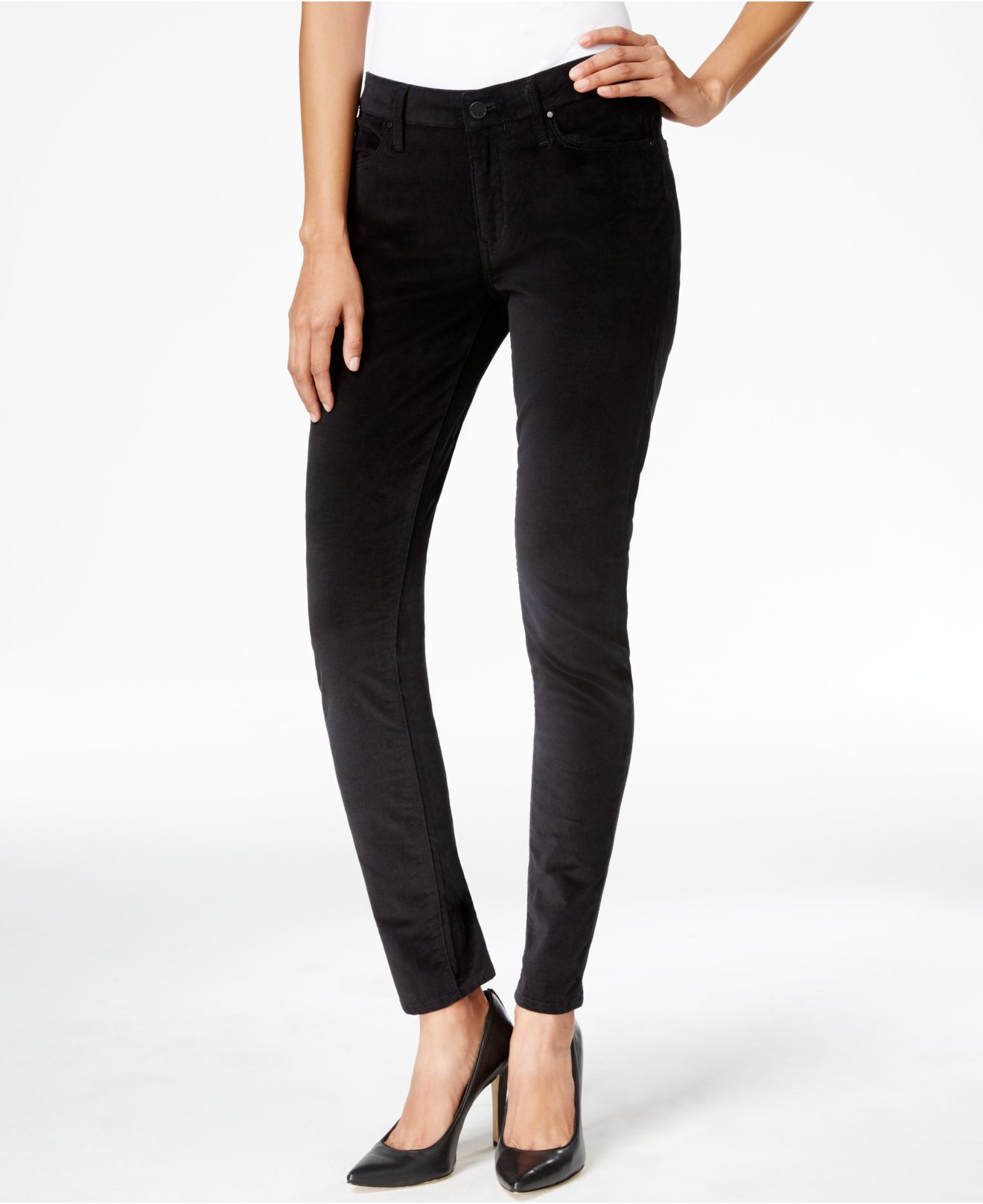 Calvin Klein Velvet Skinny Jeans in Black - Lyst