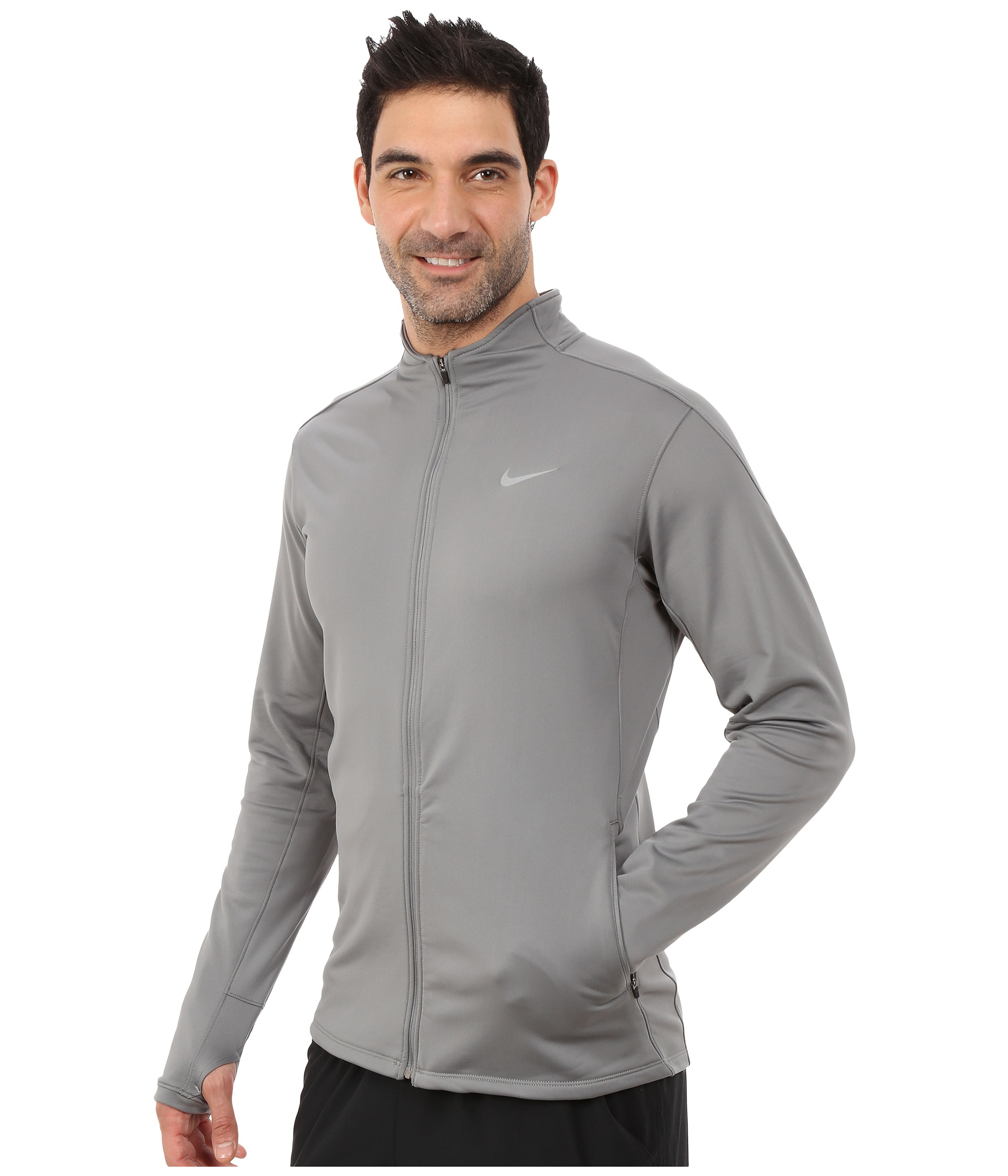 Nike Synthetic Dri-fit™ Thermal Full-zip Running Jacket in Gray for Men -  Lyst