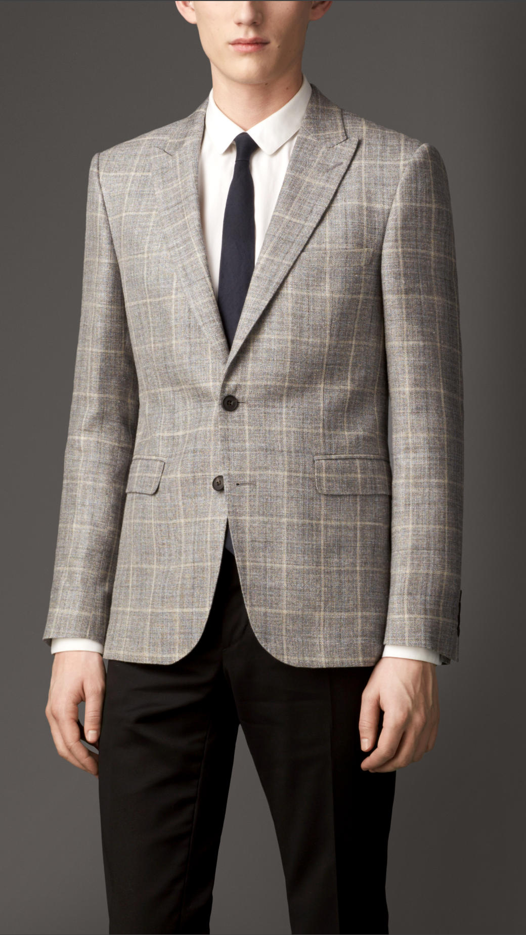 Lyst - Burberry Slim Fit Wool Silk Windowpane Check Jacket in Gray for Men
