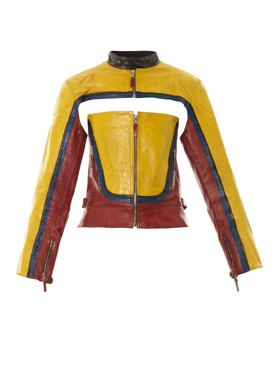 Jean Paul Gaultier Bustier and Cropped Leather Jacket in Yellow | Lyst