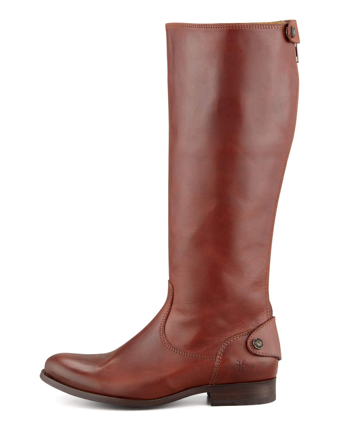 melissa button back zip boot cognac