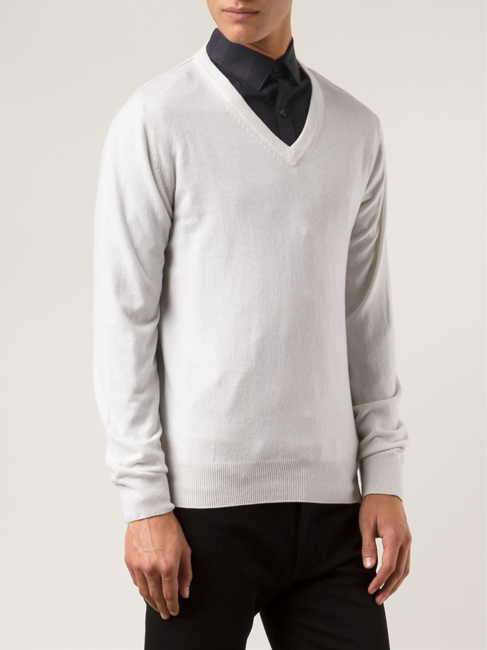 Lanvin Cashmere Sweater in White for Men Lyst