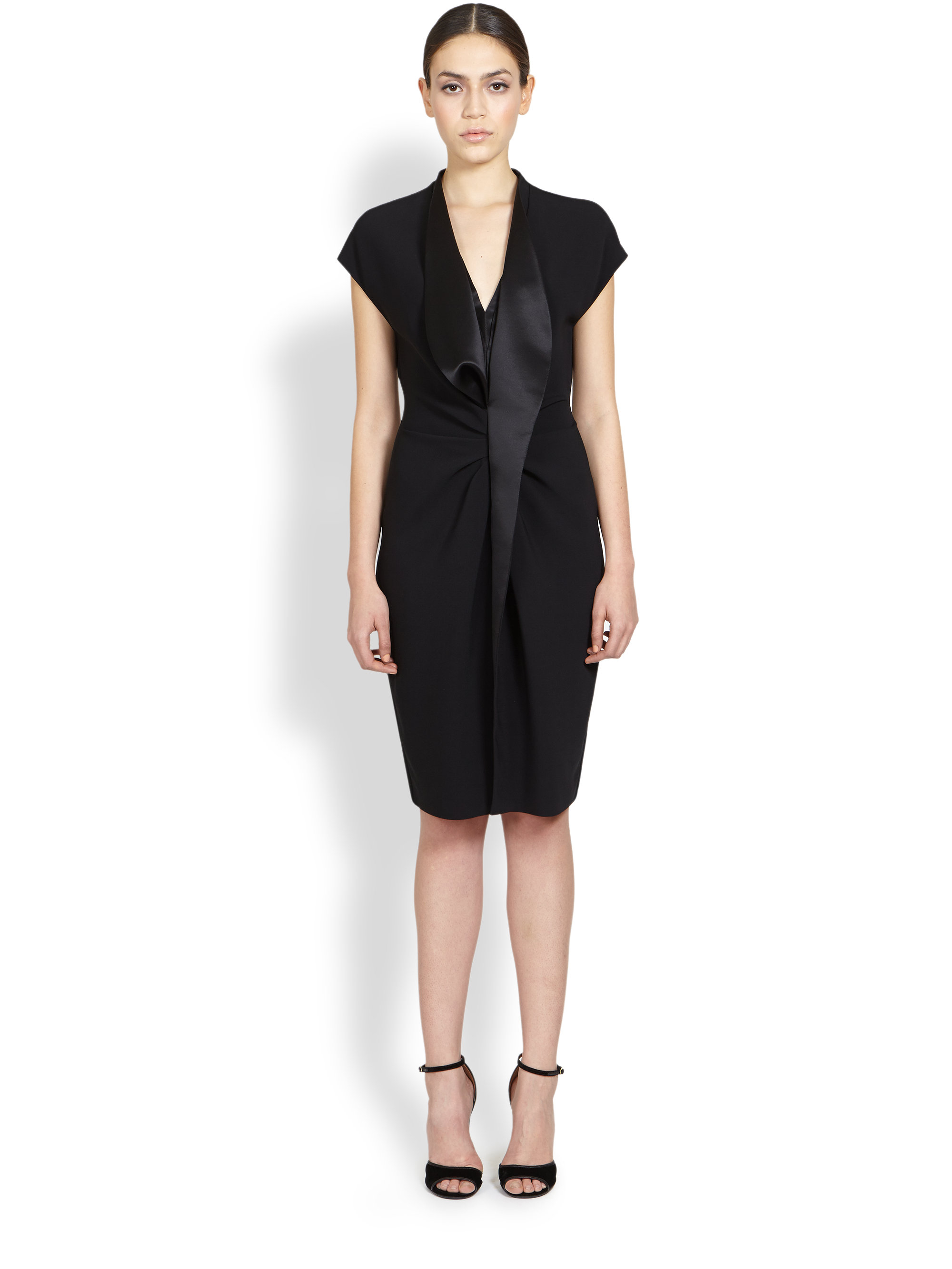 Givenchy Satin & Cady Dress in Black | Lyst